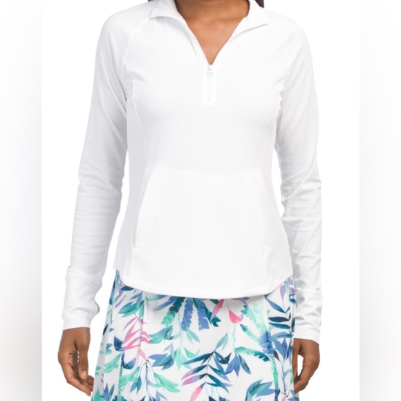 Tommy Bahama Mock Neck Zip Pullon Top - Picture 1 of 5